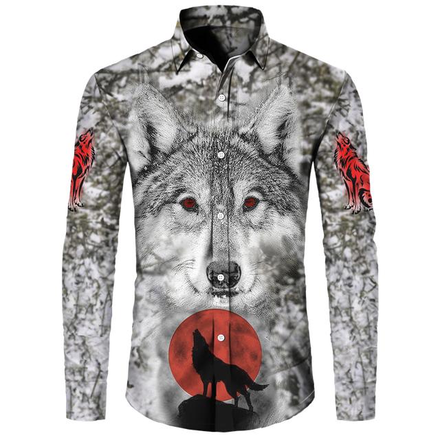 Мужские рубашки с 3D принтом Cool Wolf — фото 25
