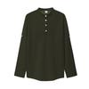 Men'S Fashion Stand Up Collar Solid Color Shirt Casual Long Sleeved Top