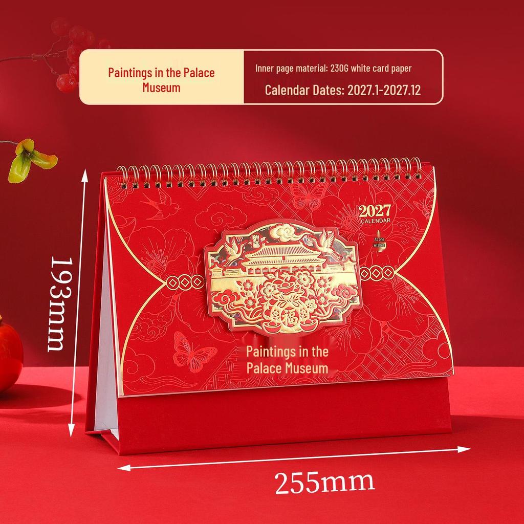 2026 Year of the Horse Custom Photo Table Calendar with Logo and Creative Cut-outs