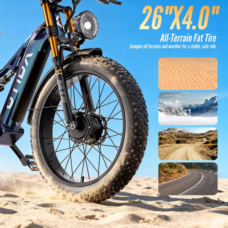 OTIDA S26 3000W 80 km/h dual-motor electric bike, 52V 20Ah, 26-inch wide tyres, electric mountain bike, electric bike for adults