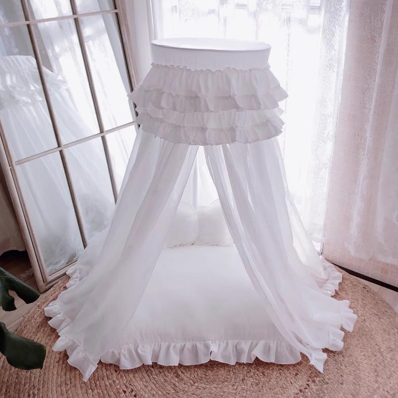 Cute Soft Mesh Pet Tent Washable Dog Mosquito Net Princess Style Teddy House for Small Breeds All-Season Cozy Shelter for Puppie