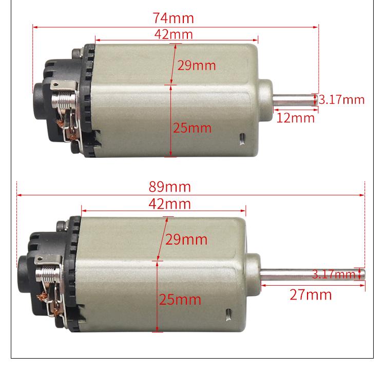 Long Shaft 480 High-Speed 7.2V Motor with Double Ball Bearing, 16513 RPM for Power Tools & Drills