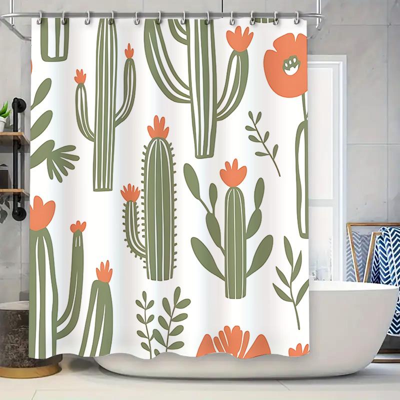 

Cactus Pattern Shower Curtain For Bathroom Decor - Waterproof And Durable Design - Modern And Stylish Home Accessory Easy-Clean W60H190(CM)-1 Pcs