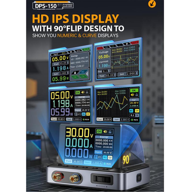 FNRSI DPS-150 DC Power Supply Variable with 100W Fast Charger,0-30V 0-5A Adjustable DC CNC Power Supply, Power Ripple Below 20mV