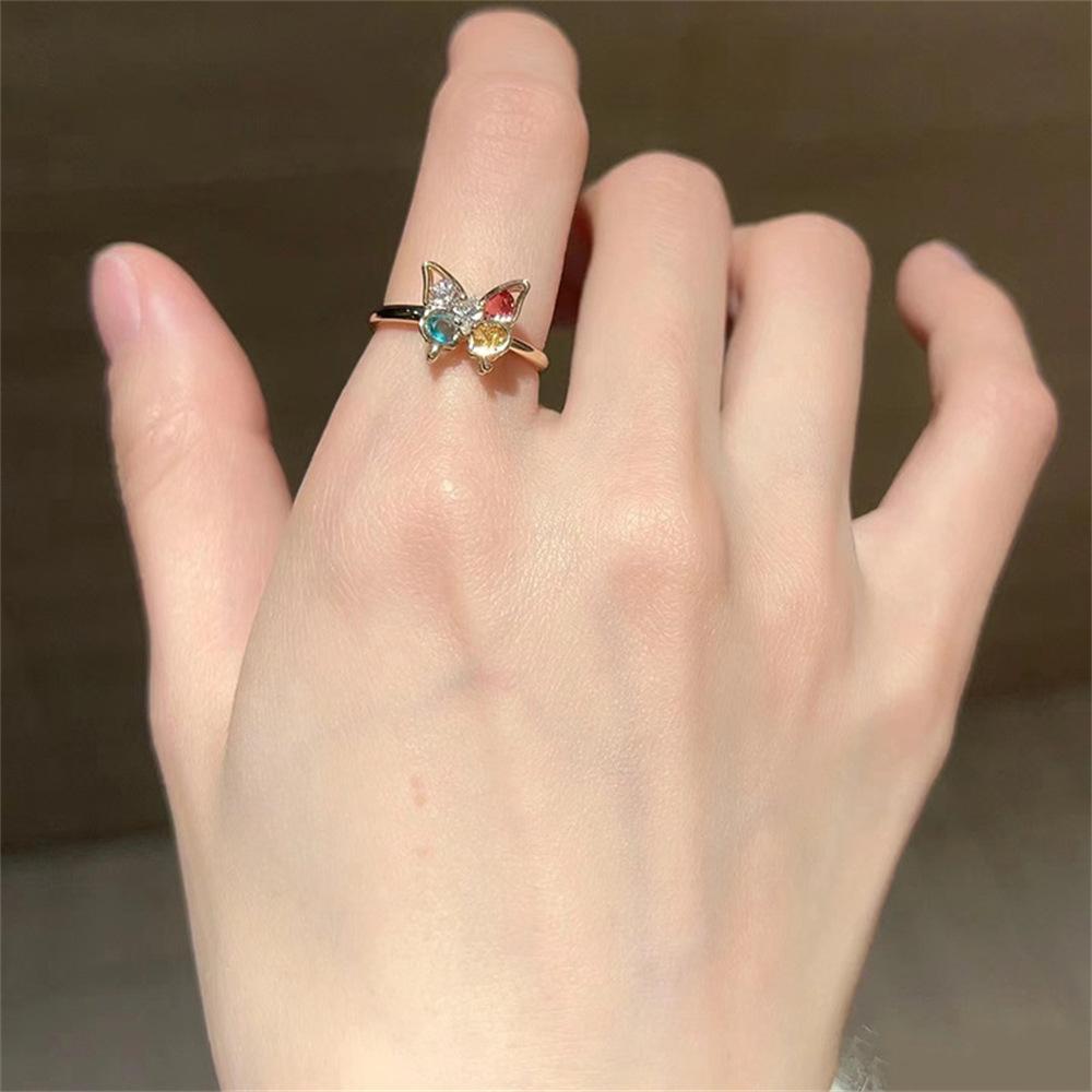 Color Enamel Fritillary Butterfly Ring Women's Open Index Finger Ring New Products
