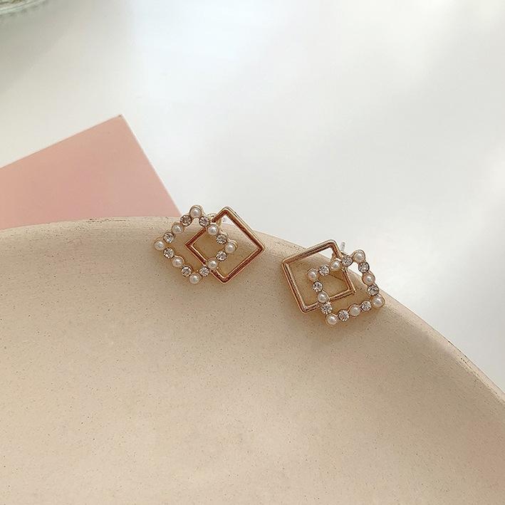 

S925 геометрические квадратные серьги-пусеты Jane spring, универсальные, женские, маленькие, простые, изысканные, мини, модные, серьги в стиле холодного ветра