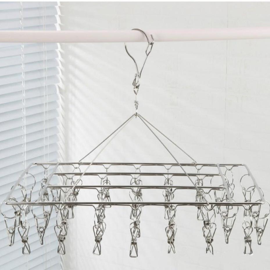 1 Pcs 30 Clip Aluminum Metal Sock Underwear Clothes Outdoor Airer Dryer Laundry Hanger Stainless Steel Wholesale