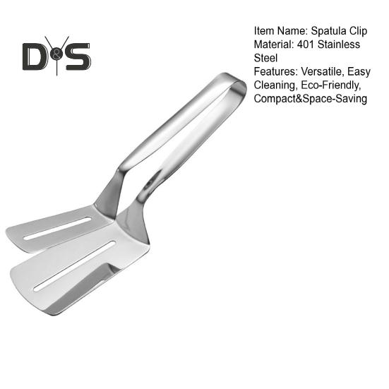 Doppelseitiger Spatelclip, Grillklammerzange zum Grillen, Kochen, Edelstahl-Lebensmittel-Flip-Clip, Mehrzweck-Küchenzange für Zuhause und draußen