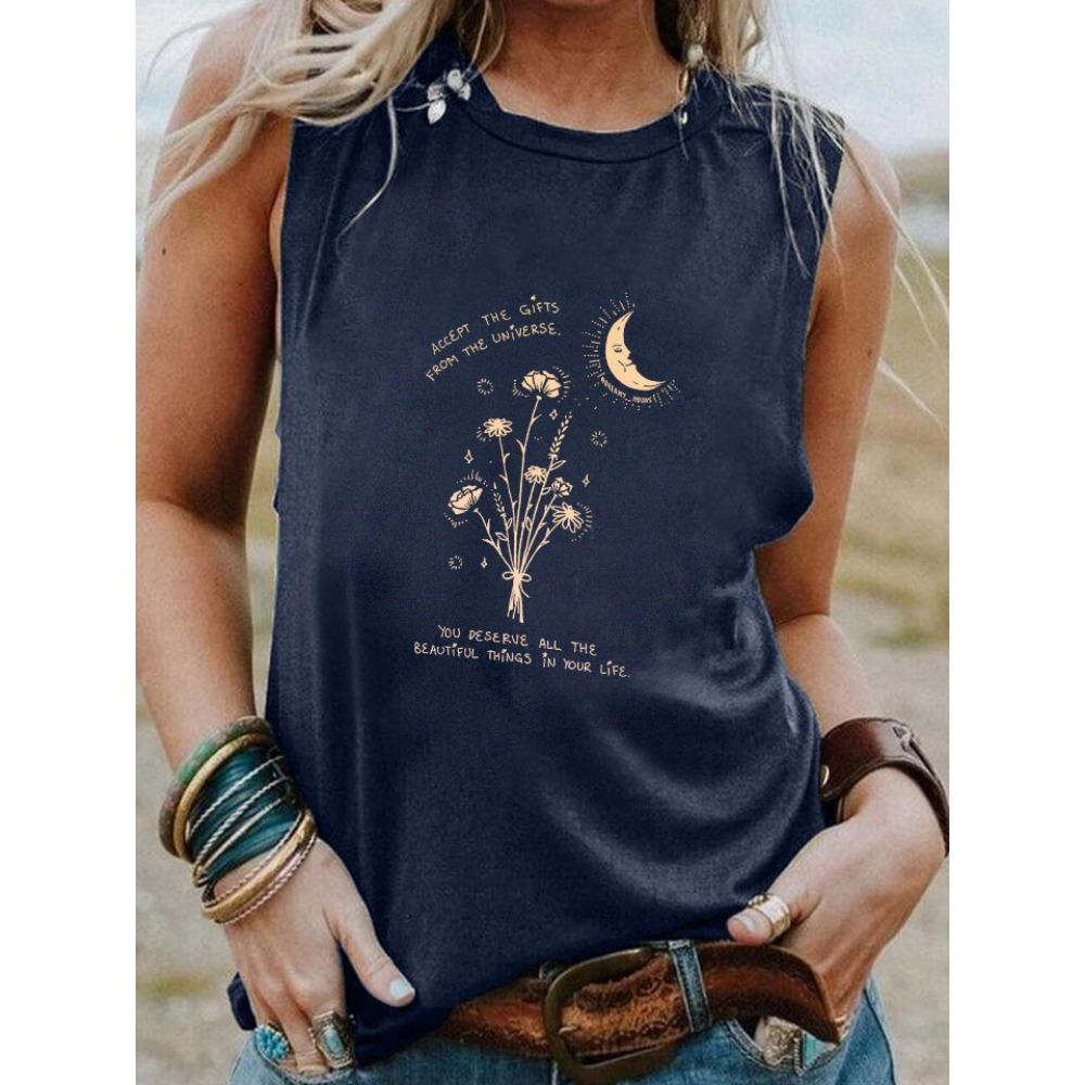 Summer sleeveless T-shirt women s fashionable casual retro top S