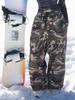 Calças de Esqui Camufladas Unissex: Equipamento de Snowboard à Prova de Vento, Impermeável, Espesso, Forrado com Fleece, Estilo Americano.