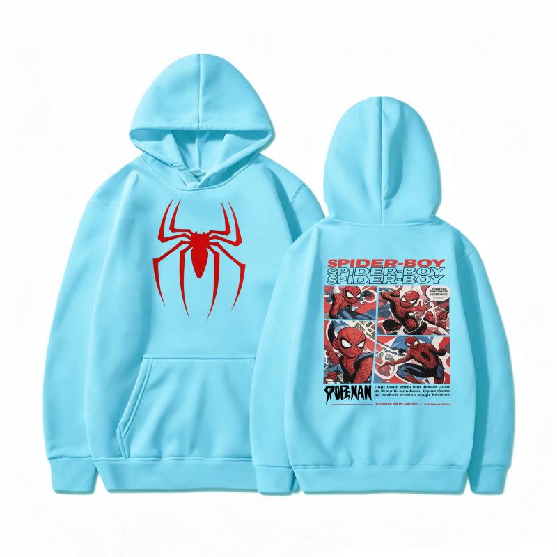 Spider-Man Unisex Fleece Hoodie: Spring & Fall Cartoon Print for Kids