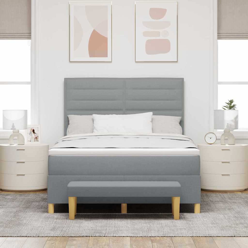 Box Spring Bed with Pillows Light Grey 200 x 140 cm Fabric