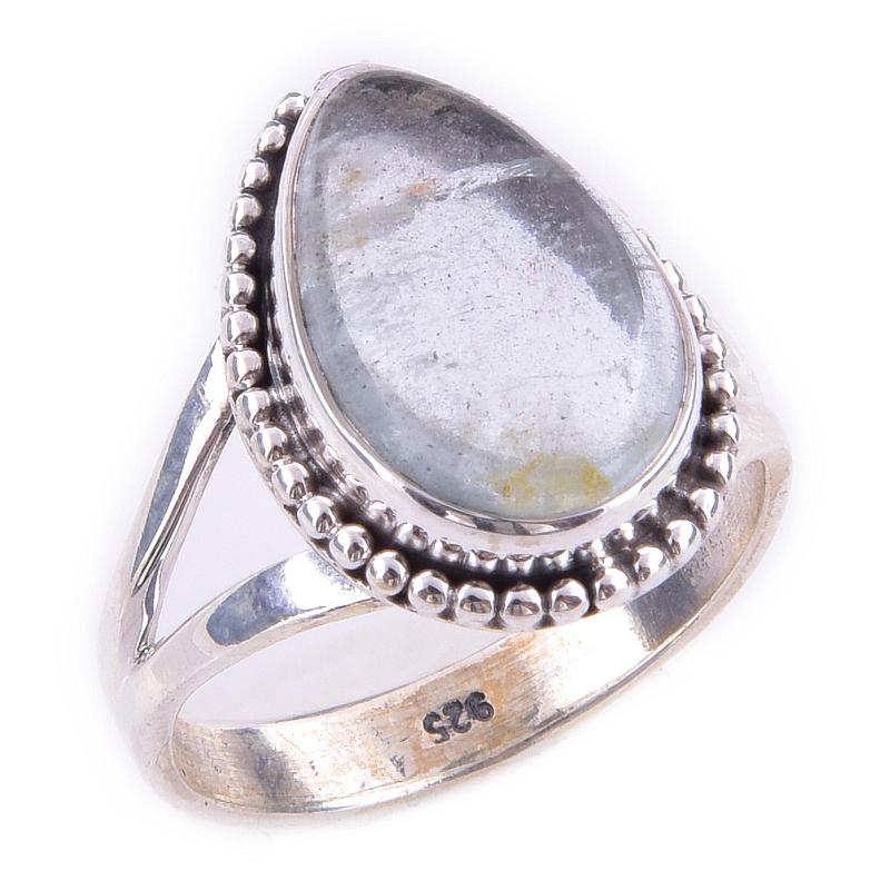 Natural Aquamarine Gemstone Handmade 925 Solid Sterling Silver Ring Size 7 W1h50
