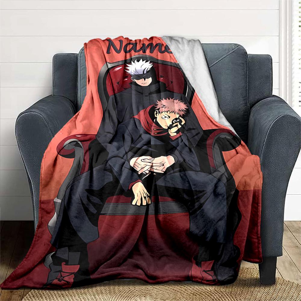 Customiz Name Personality Jujutsu Kaisen Blanket Soft &Warm Sofa Office Bed Travel Lunch Break Blanket, Gift Suitable All Seasons