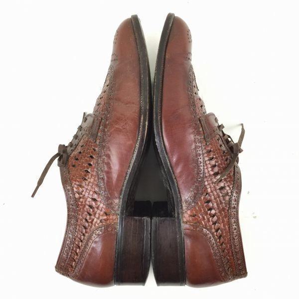 Washington/ Vintage Handmade Wingtip Business Shoes Leather Brown 24cm Braided Design(USED)