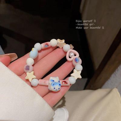 Sweet Fairy Cat Bracelet for Women - Beaded Star and Heart Design