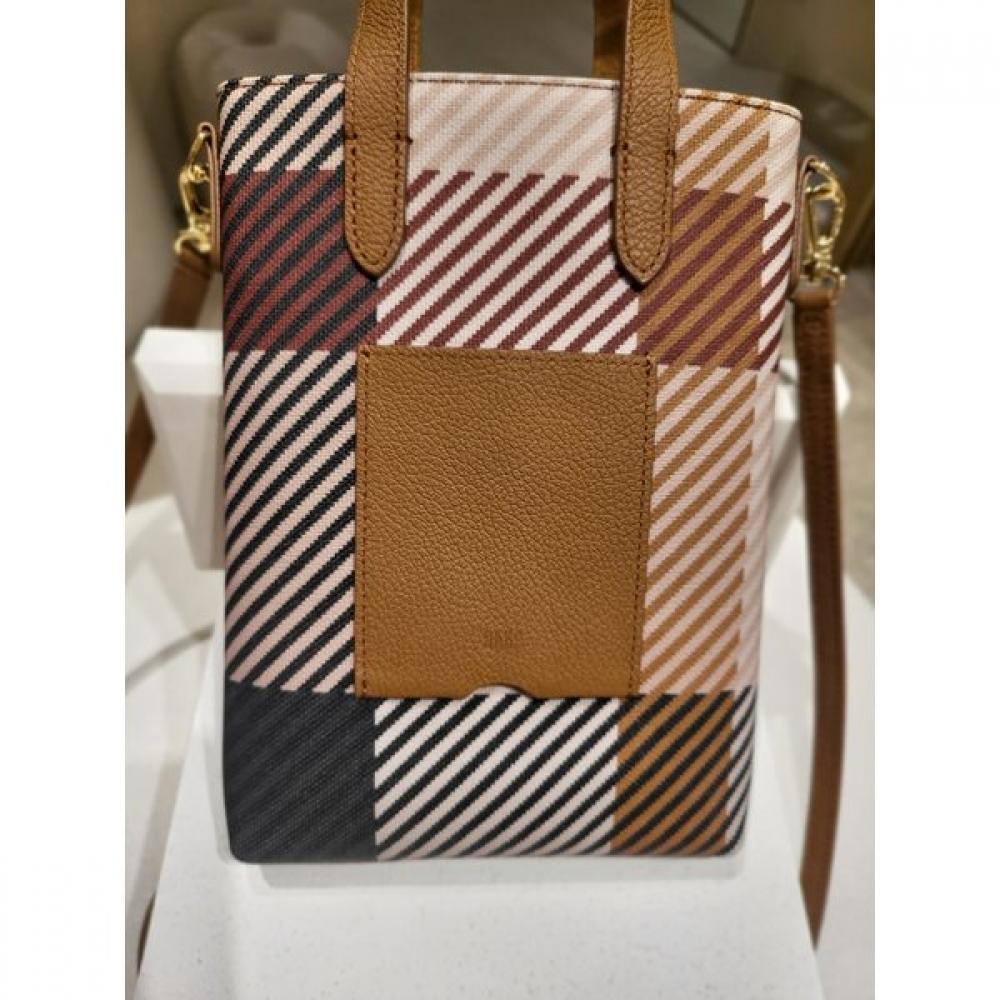 Daks Brown Logo Decorative Leather Mini Crossbody Bag