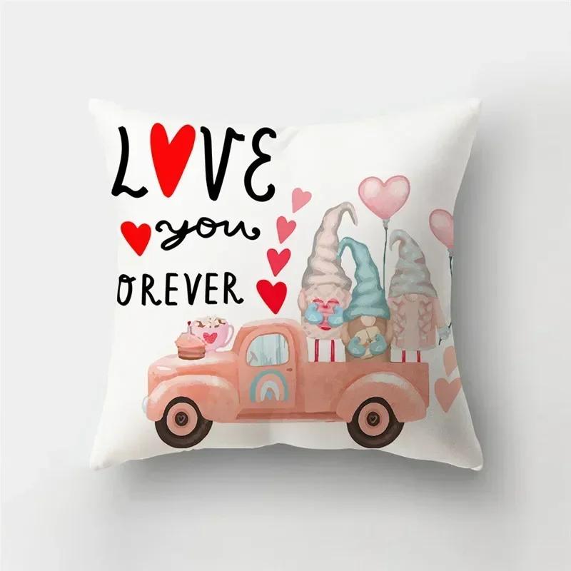 45*45cm Red Pink Heart Pillowcase Home Decor Seat Living Room Sofa Pillowcase Valentines Day Love Cushion Cover