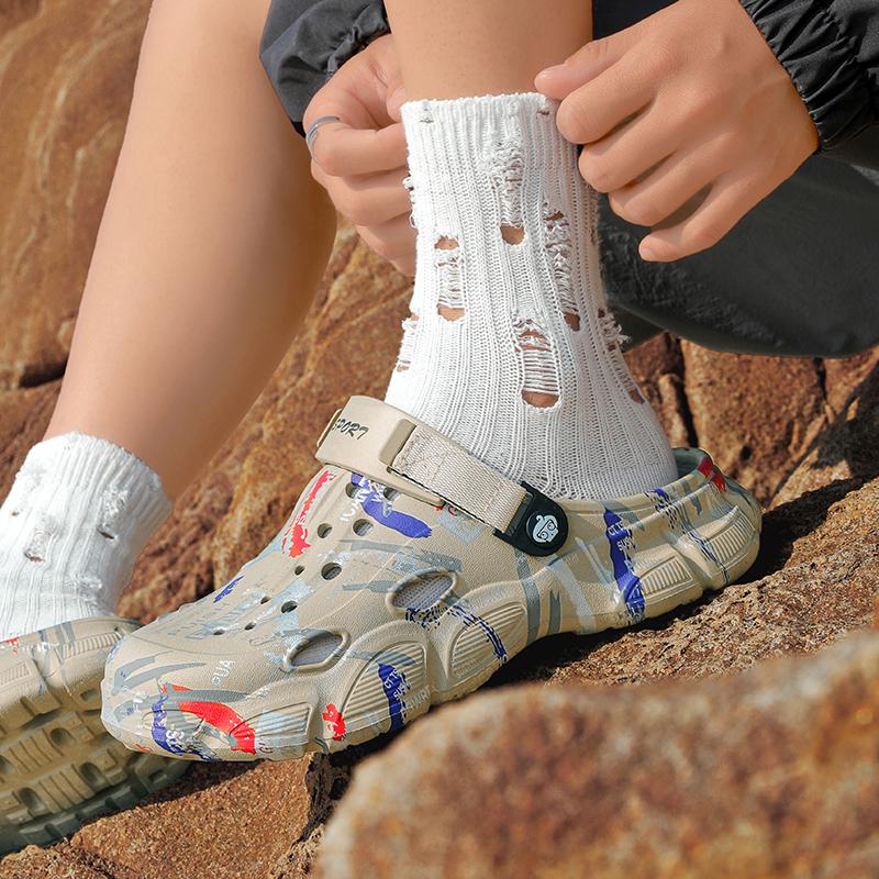 MAEDEF Men Clogs Slippers Men's Garden Shoes for Men Beach Sandal Slides Summer Male Beach Slippers Flip Flops EVA Mens Slippers