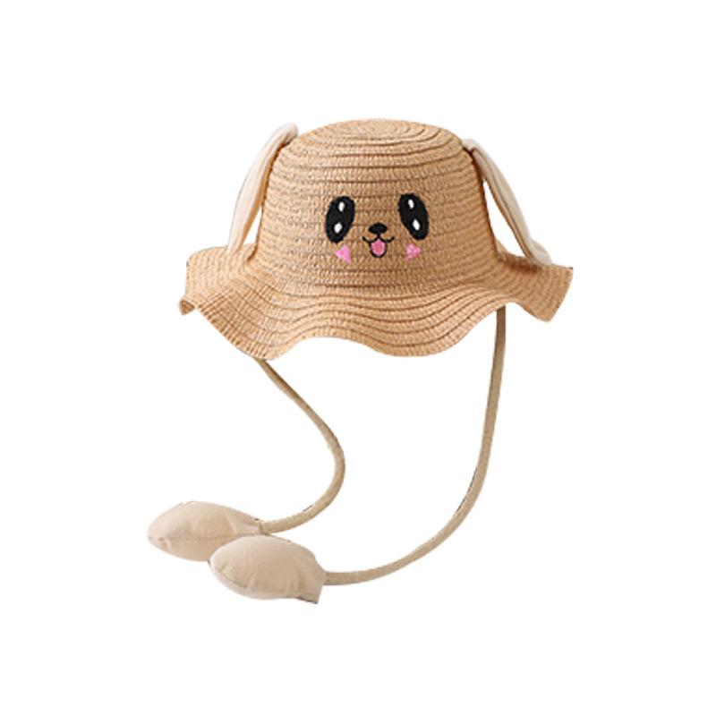 Children's Sun Hats Summer Men's and Women's Sun Protection Straw Hats Cute and Fun Hats That Move Ears Rabbit Hats