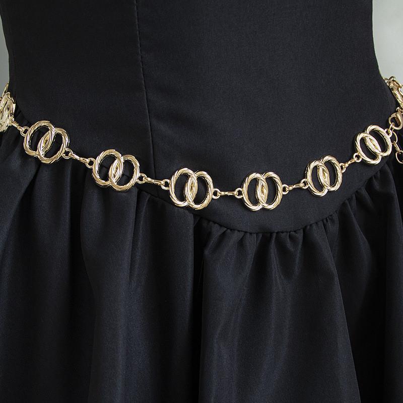 Double Women Metal Ring Waist Chain Summer Stylish Jewelry Chain Accessory