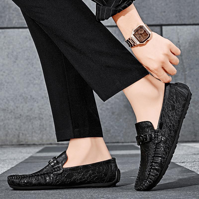 Fashion Brand Luxury Dress Shoes Fashion High Quality Cowhide Loafers Classic Leather Walking Shoes Slip-On Shoes Casual Soft Moccasin