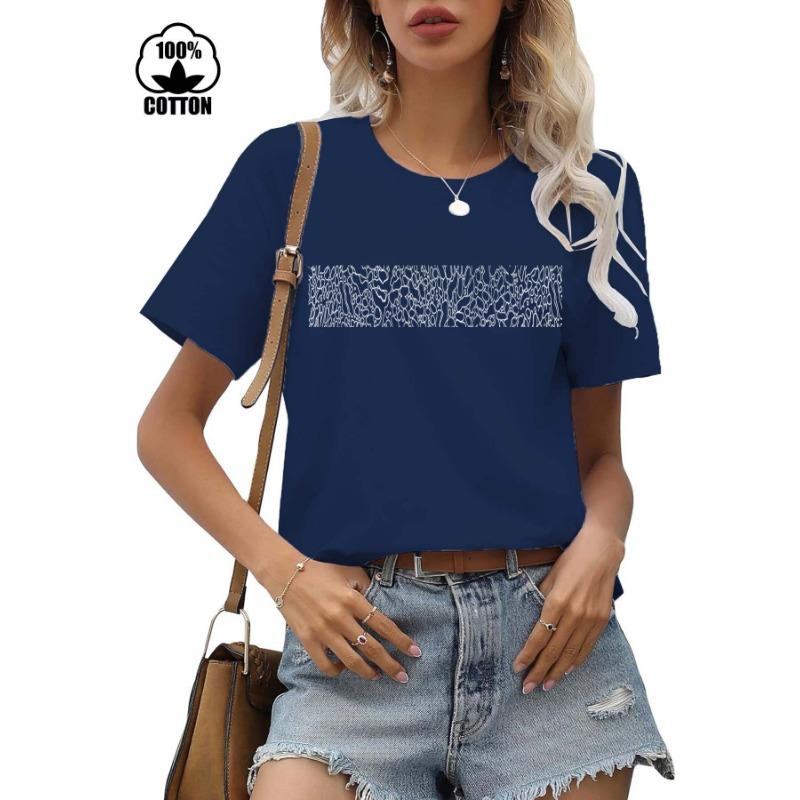 Cotton Short Sleeved Round Neck Printed T-shirt Women