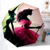 1pc Witch Fairy Automatic Folding Umbrella - Compact 8-Rib Design, Durable Plastic & Iron, Daily Use F104043