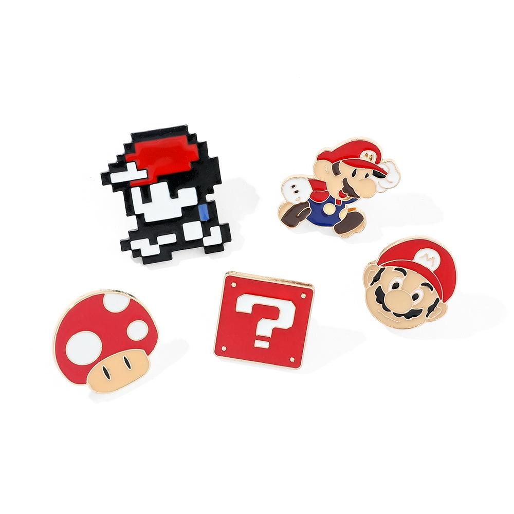 Cute Cartoon Character Mario Brooch Super Mario Mario Metal Badge Lovely Bag Accessory Pin