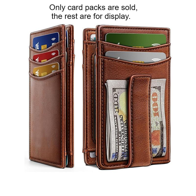 Men's Bi-Fold Card Holder Wallet Large Capacity Magnetic Money Clip Minimalist Credit Card Case