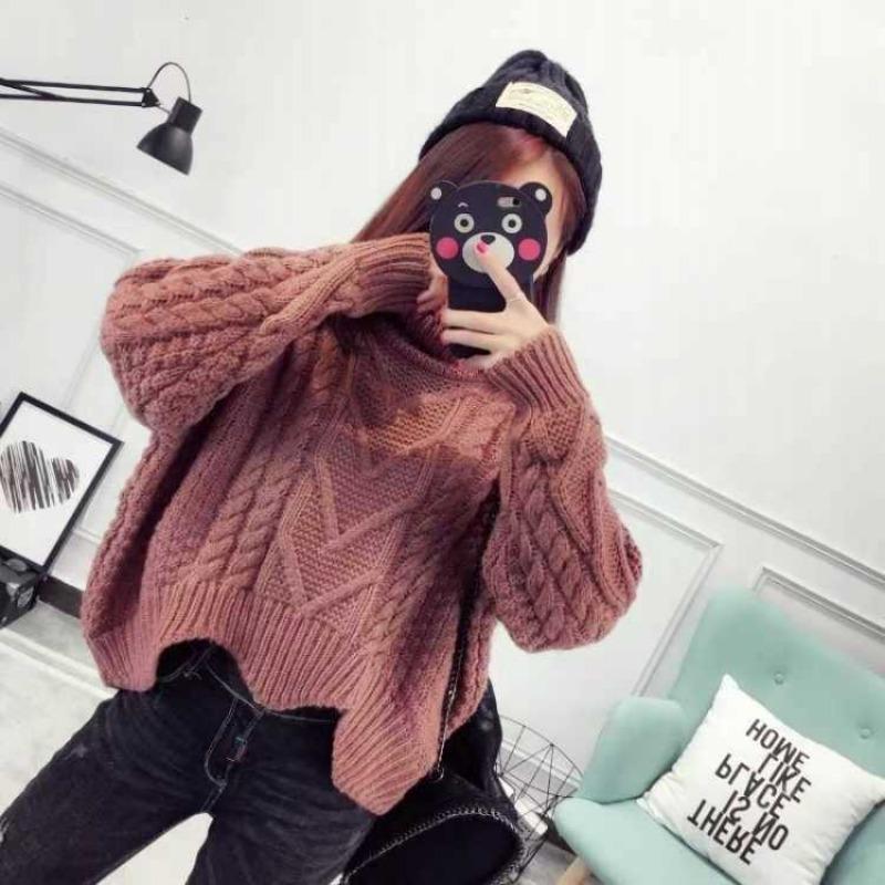 

Вязаные свитера толстые теплые рождественские женские свитера теплые водолазки свитера Twist Pull джемперы осень one size коричневый