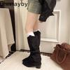 Herbst Winter Vintage Damen Kniehohe Stiefel Schuhe Damen Elegant Zum Hineinschlüpfen Modern Lang Botas