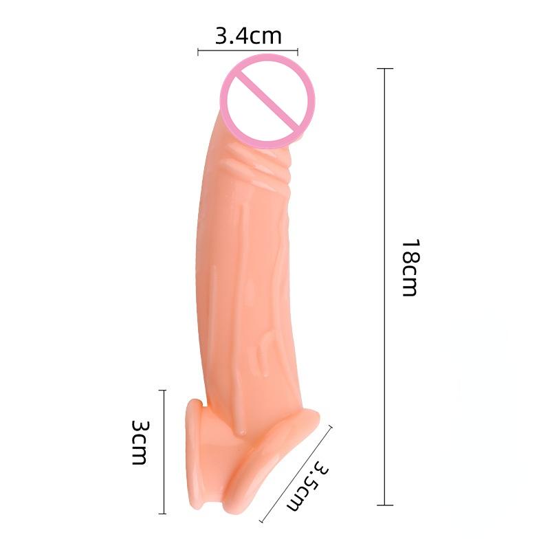 18cm Silicone Long Penis Extension Sleeve Reusable Condom Dick Extender Cock Enlargement Penis Ring Sex Toys for Men