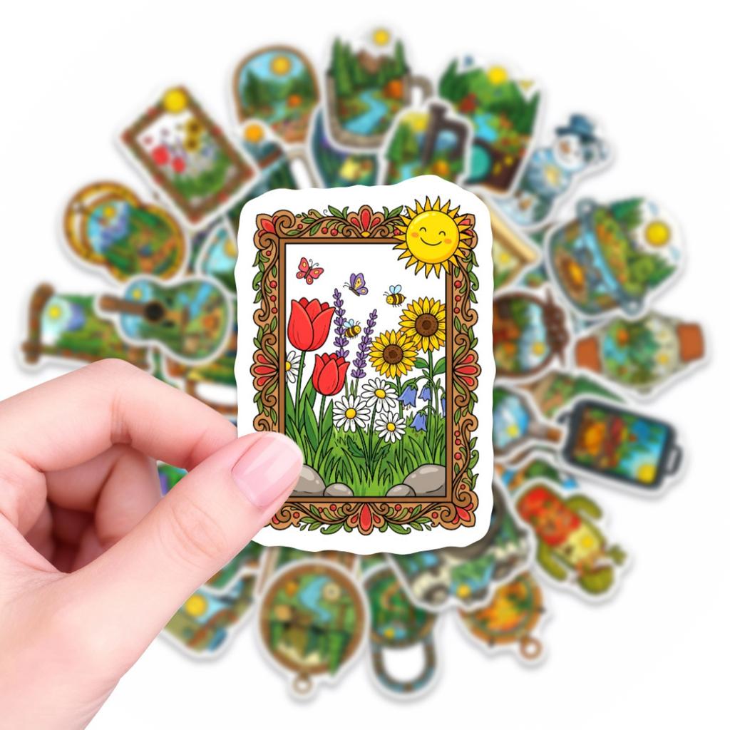 50 Outdoor Camping Adventure Stickers Mountain River Tent Campfire Tourism Scenic Container Material Stickers