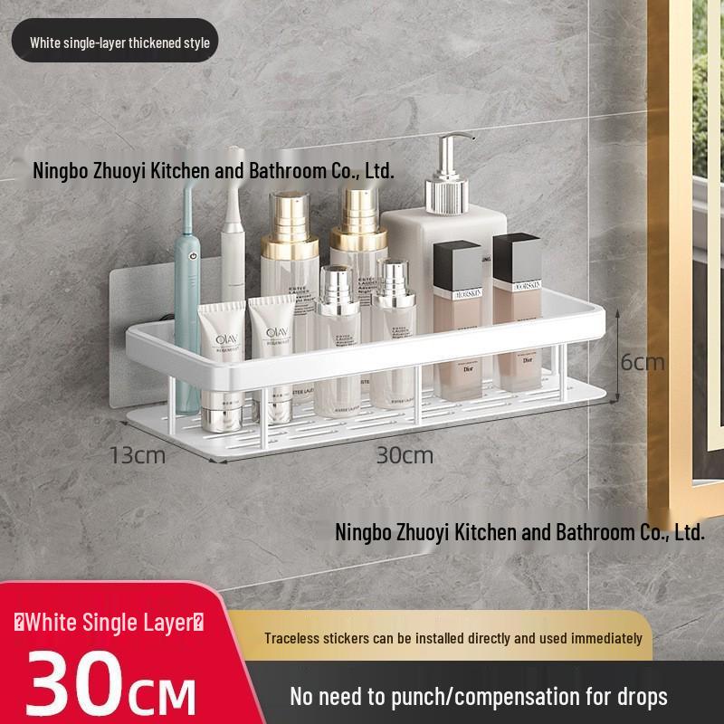 Punch-Free Wall-Mounted Bathroom Shelf: Triangle/Rectangle Storage Rack