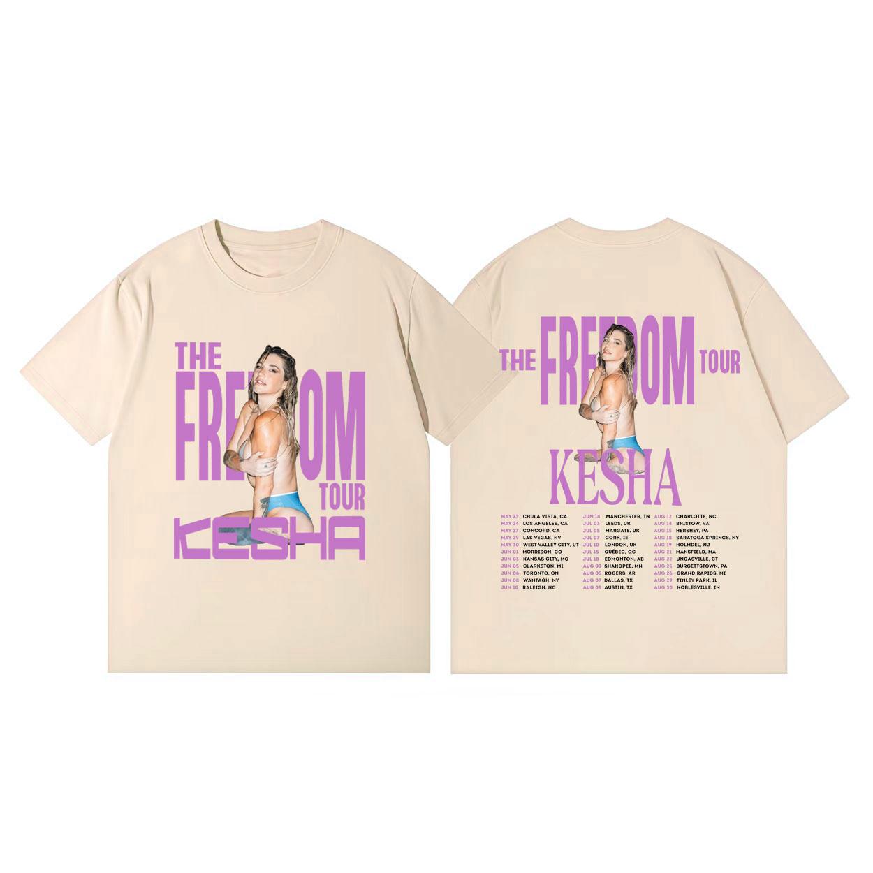 Kesha The Freedom Tour 2026 Graphic T Shirts Fashion Y2k Aesthetic Short Sleeve Tshirts Unisex Women High Quality Cotton Tshirt S