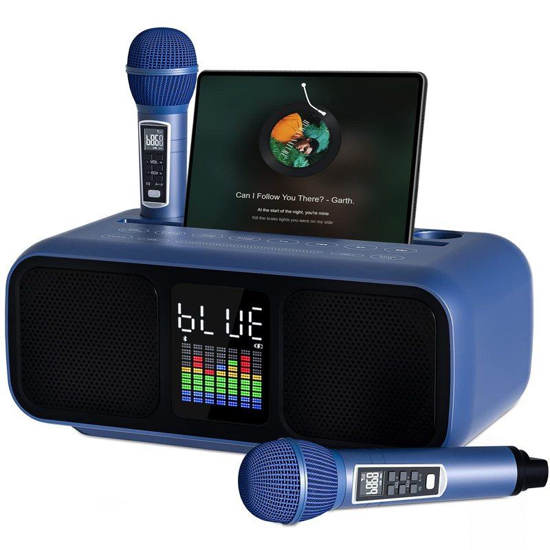 Karaoke Machine for Adults & Kids Portable Speakers with 2 UHF Wireless Mic Supports AUX/USB/Type C/TF Card/Bluetooth PA System oro
