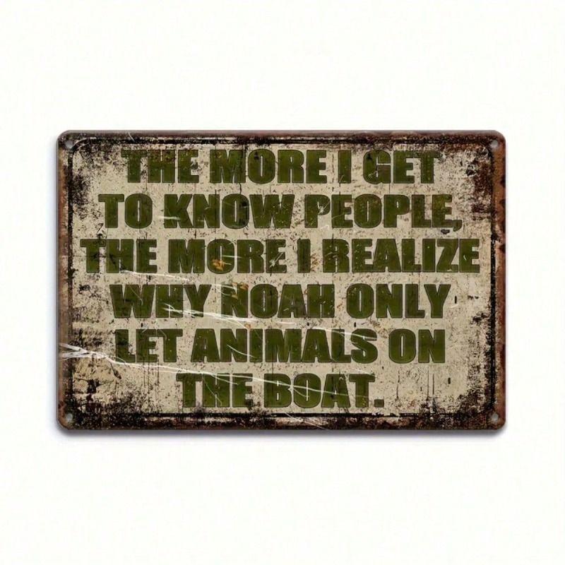 

Noah Ark Animals Vintage Metal Sign Humorous Bar Wall Decor
