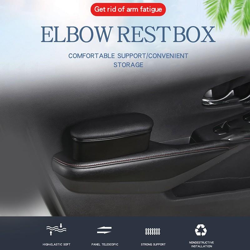 1 peça Apoio de braço ergonômico de couro para porta de carro com caixa de armazenamento