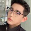 Fashion Unisex Square Plain Glasses For Men Women Metal Frame Glasses Polygon Eyeglasses Gentle Black Anti Blue Light Glasses