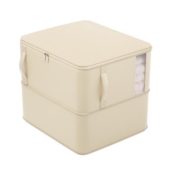 

Collapsible Comforter Bag Zippered Self Compression Clothes Storage Bag with Transparent Window Large Capacity Expandable Closet Organizer M хаки