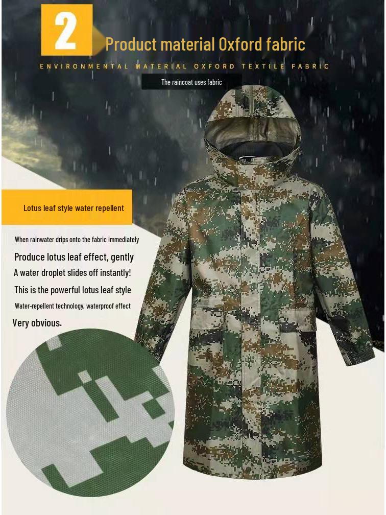 Camouflage Regenmantel- & Hosen-Set für Outdoor-Wandern und Hochwasserschutz