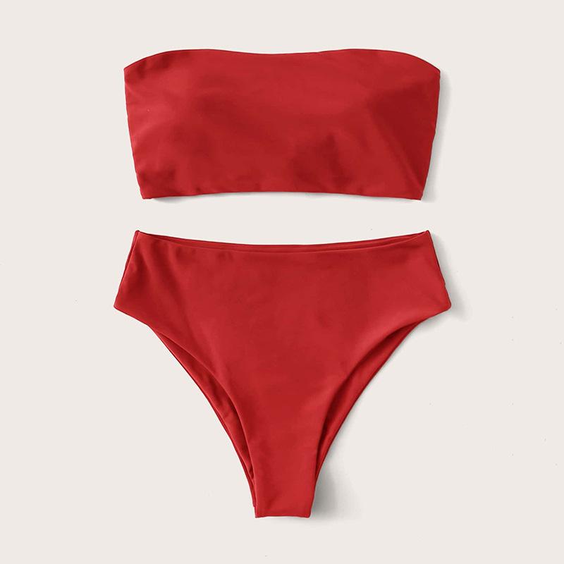 New tube top sexy print bikini women s swimsuit women S красный