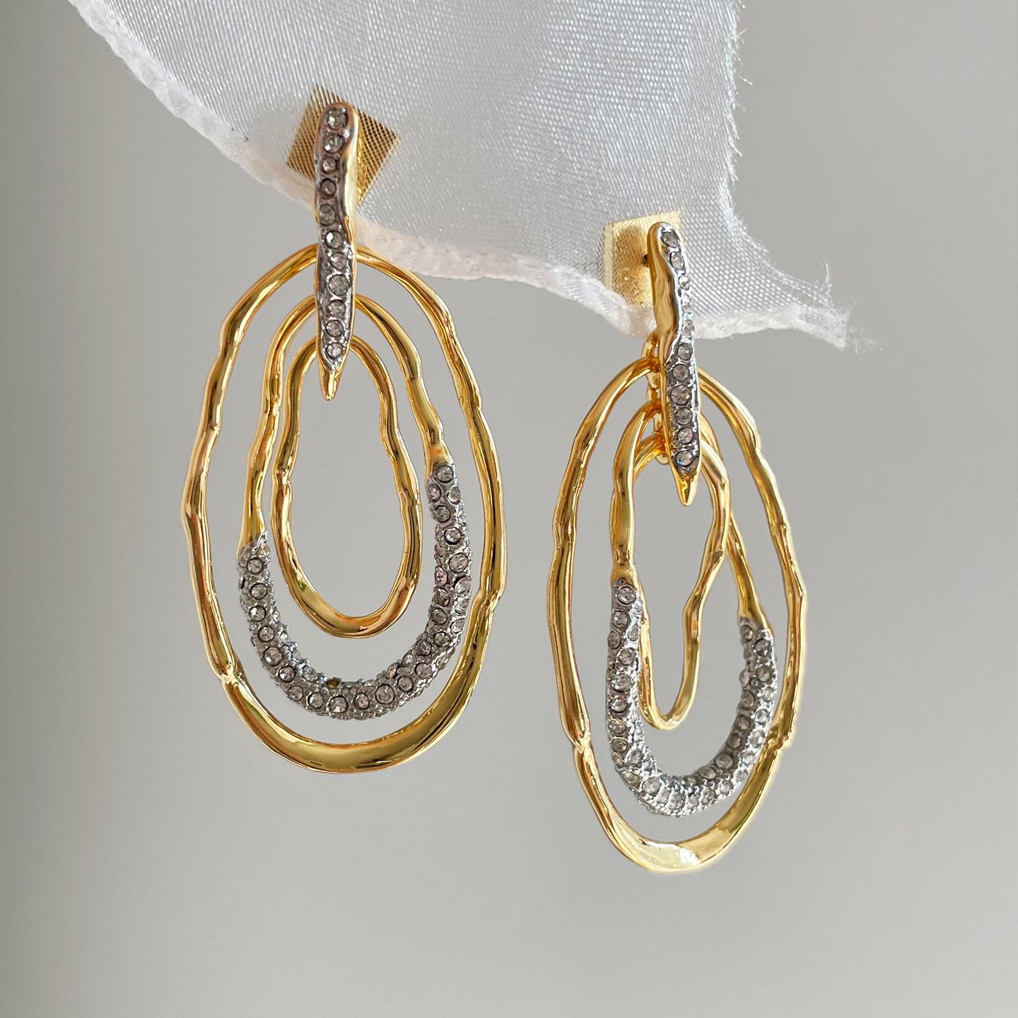 European Style Gold-Plated Brass Water Drop Earrings with Zircon