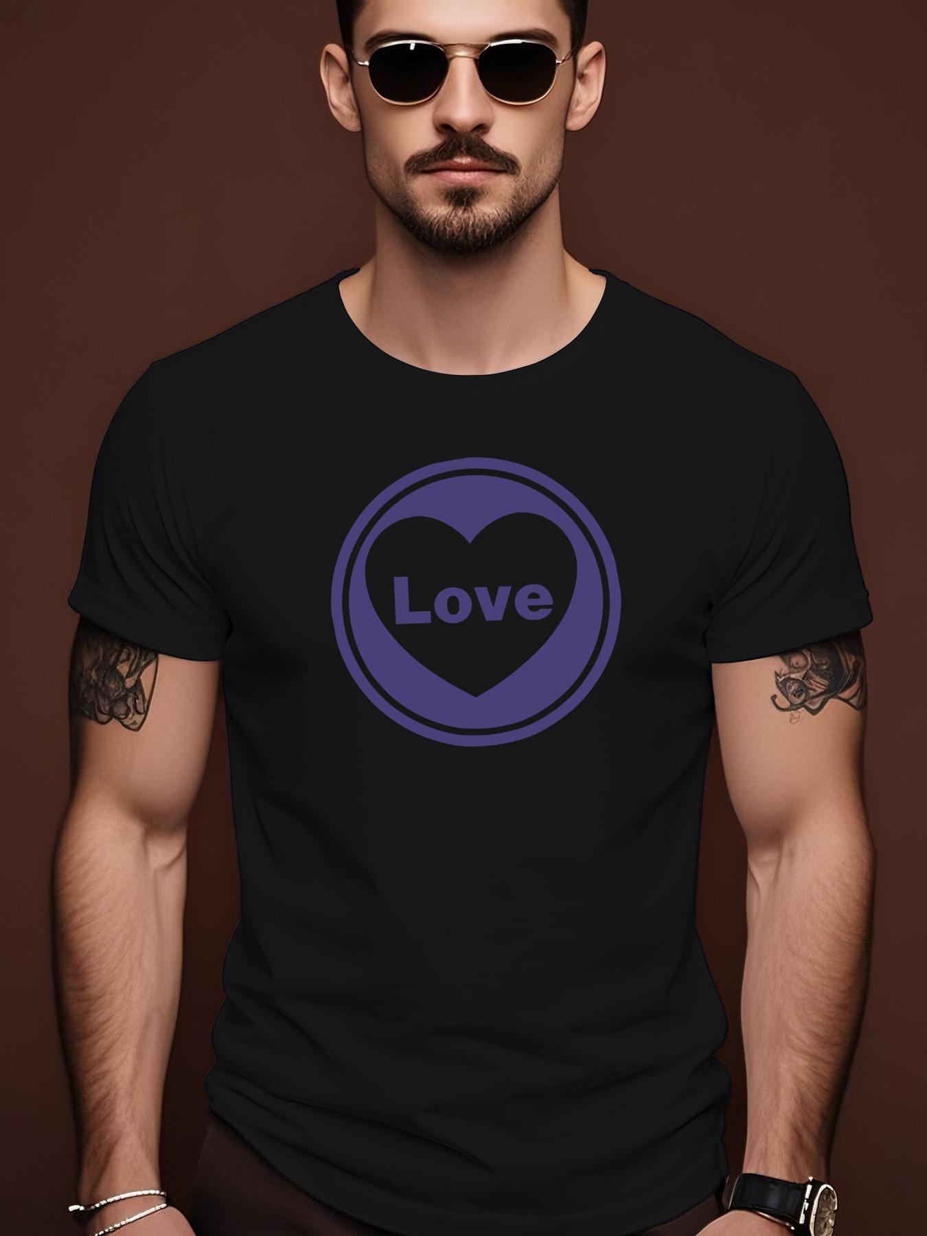 Summer Tshirt with Heart Love Graphic - Red Crew Neck S... XXXL