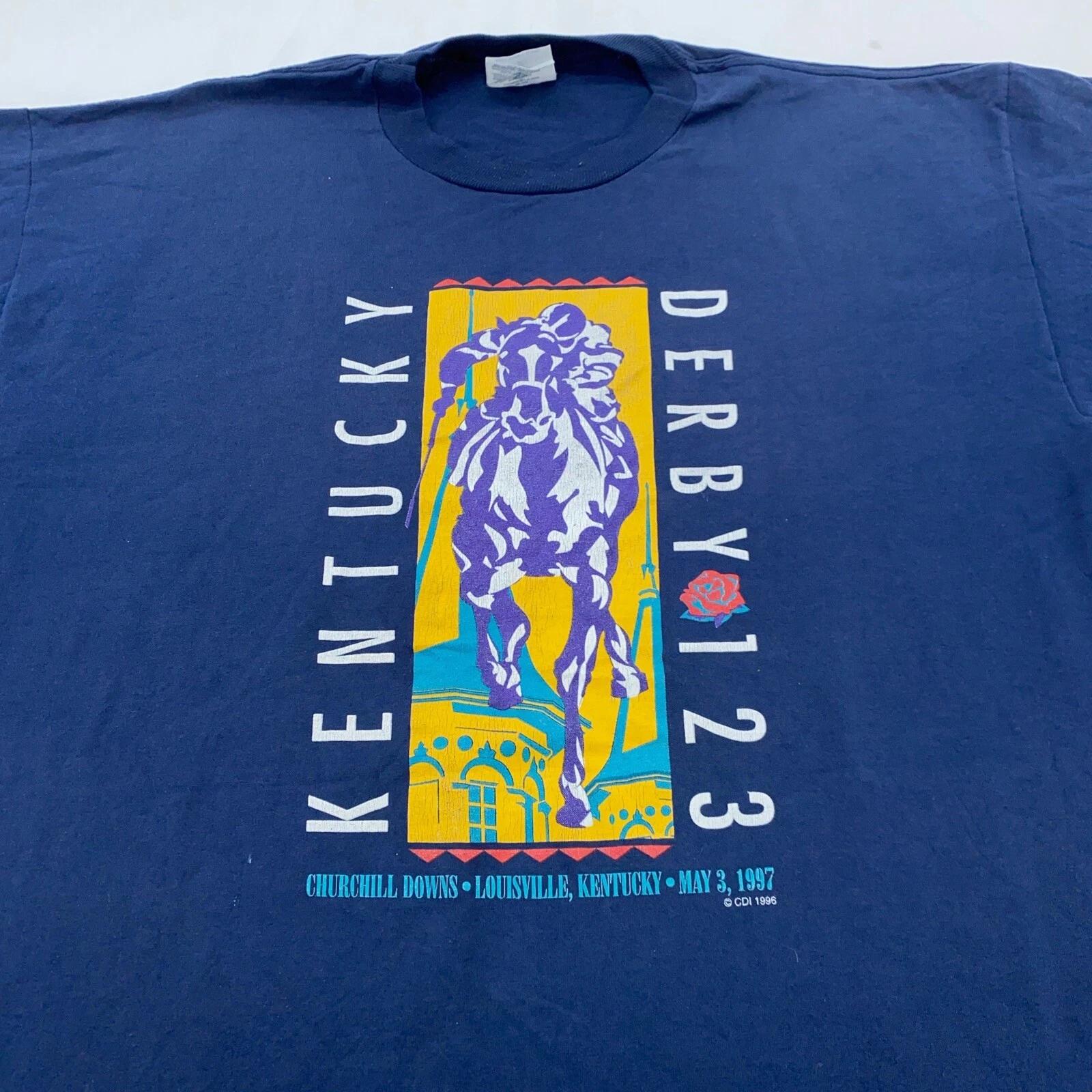 vintage 90s KENUCKY DERBY 123 HORSE RIDING LOUISVILLE T-Shirt XL sports animal XL