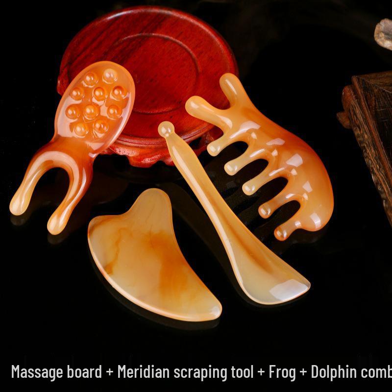 Buffalo Horn Gua Sha Board – Acupoint Scraper for Full Body and Face Meridian Massage in Beauty Salons
