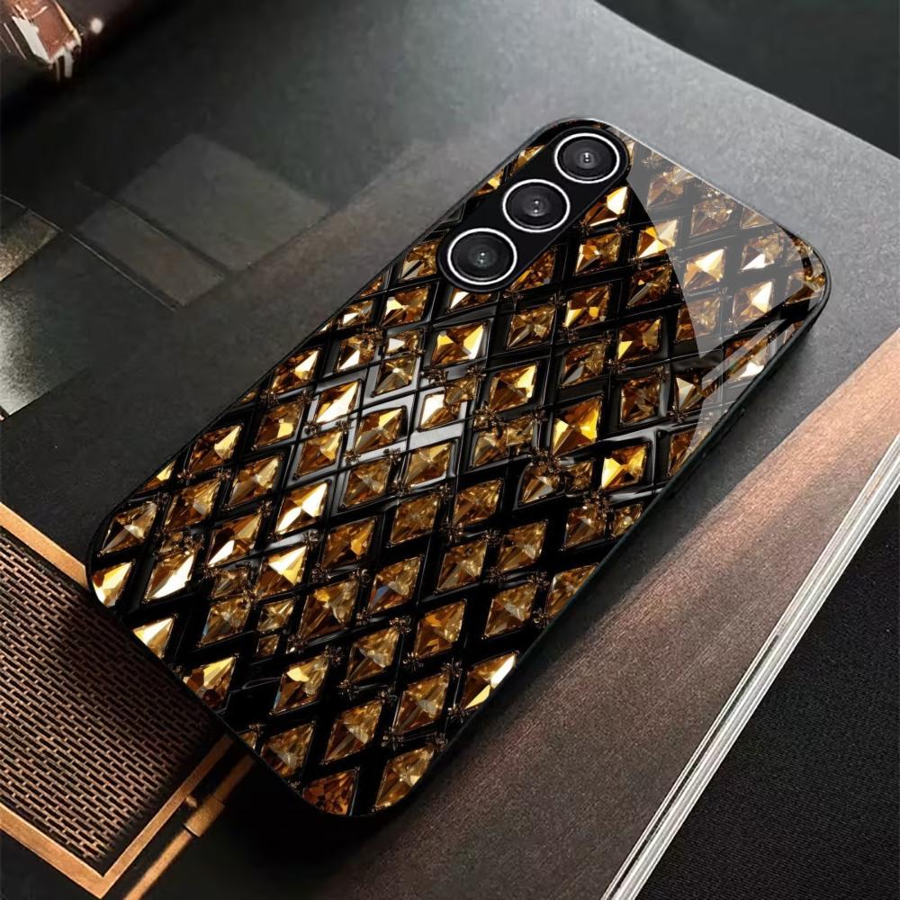 Business Black gold Leader PhoneCase Glass PhoneCase for Samsung Galaxy S26 S25 S24 S23 S22 S21 FE Ultra Plus Dropresistant