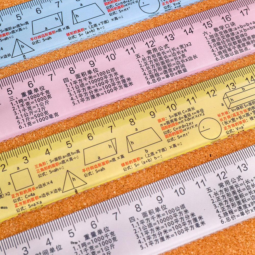 Student Math Graphic Formula Ruler - Learning Aid for Primary and Junior High Students, Rhyme and Wave Scale Design.