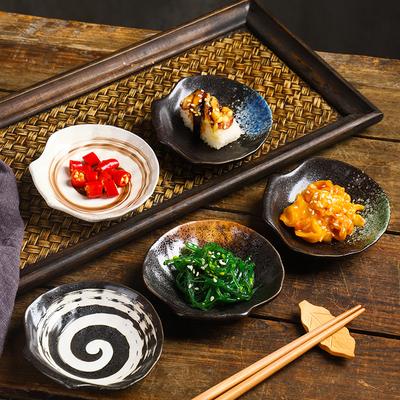 Japanese Shell Dish Dim Sum Pastry Dish Simple Sauce Dish Irregular Ceramic Dish Commercial Tableware